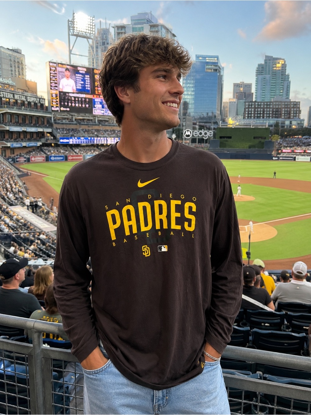 Nike San Diego Padres Long-Sleeve Tee - Brown/Yellow